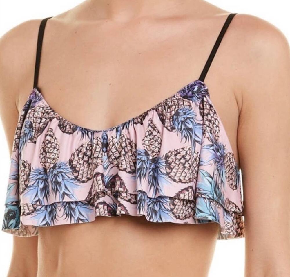 Chaser Pineapple Print Flutter Bikini Top - M
